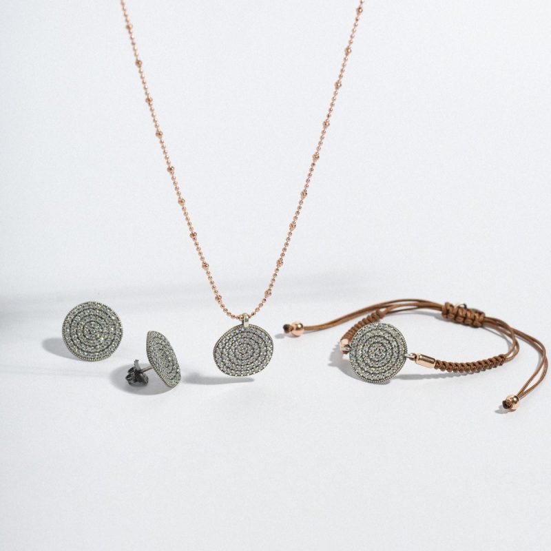 Aine collection from Sunfield: silver earrings, pendant and bracelet.